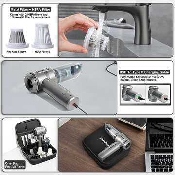 PeroBuno Car Vacuum Cleaner with Powerful 18KPa Suction