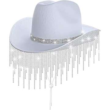 MGupzao White Sparkly Cowgirl Hat - Bachelorette Gift