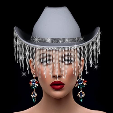 MGupzao White Sparkly Cowgirl Hat - Bachelorette Gift