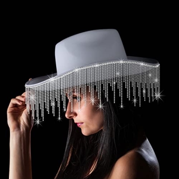MGupzao White Sparkly Cowgirl Hat - Bachelorette Gift