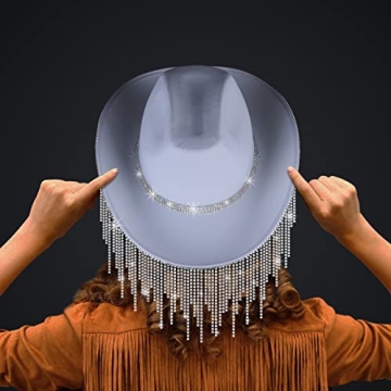 MGupzao White Sparkly Cowgirl Hat - Bachelorette Gift