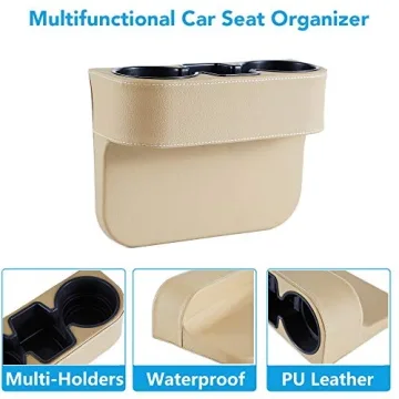 IOKONE Car Cup Holder Organizer with Leather Cover