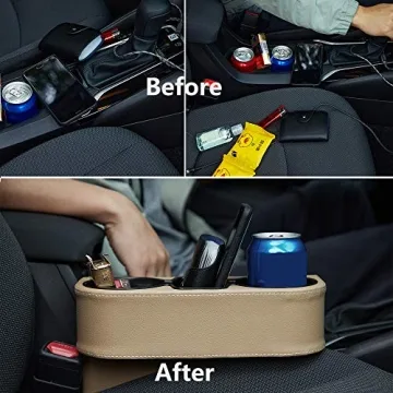 IOKONE Car Cup Holder Organizer with Leather Cover