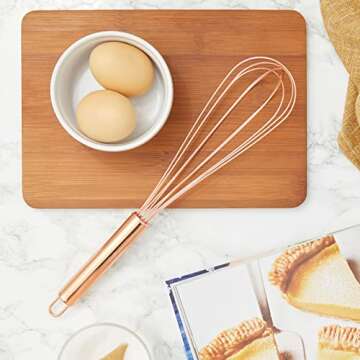 Juvale Copper Balloon Whisk, Handheld Stainless Steel Coated Wire for Egg Whisking, Blending, Beating, Stirring (12 Inches)