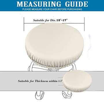 HFCNMY Stool Covers Round, Stretch PU Round Bar Stool Covers Waterproof Round Bar Stool Seat Covers Bar Chair Covers Washable Stool Cushion Slipcovers with Elastic Bands for 12-17 Inch Chair