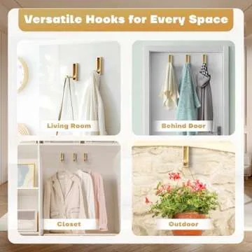 VOSEPO Folding Wall Hook, 4Pcs Foldable Coat Hooks Wall Mounted, Heavy Duty Wall Hooks Zinc Alloy No Rust Fold Up Hooks for Wall Hanging Coat, Towel, Key, Hat, Bag, Jacket, Backpack. (Gold)