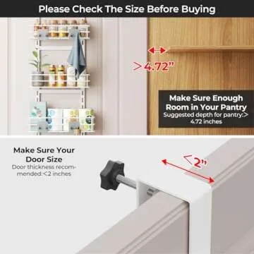 ODesign Over The Door Pantry Organizer, 5 Tier Adjustable Height Pantry Door Organizer,Narrow Pantry Door Organizers and Storage, Kitchen Over The Door Spice Racks,White