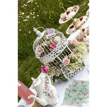 CIDBEST WallyE Paper Napkins for Bridal Shower Tea Party Birthday or Wedding, Vintage Blue Floral, 20 Pack