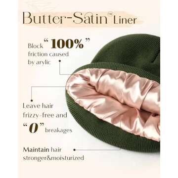 YANIBEST Womens Satin Lined Knit Beanie Hat Acrylic Winter Hats for Women Men Silk Lining Soft Slouc...