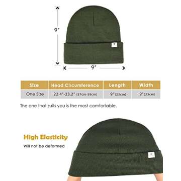YANIBEST Womens Satin Lined Knit Beanie Hat Acrylic Winter Hats for Women Men Silk Lining Soft Slouchy Warm Cuffed Beanie Hat Pine Green