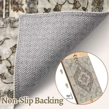 Tangsoo 2x6 Washable Runner Rug for Hallways, Non Slip Vintage Runner Rug, Soft Low Pile Long Rug Runner, Print Distressed Brown/Grey Carpet Runners for Kitchen Bedroom Entryway Bathroom Living Room