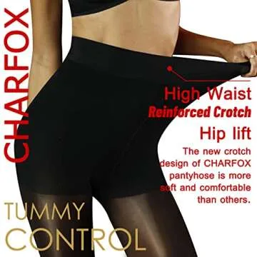 CHARFOX Women's Semi Sheer Tights for Everyday Comfort