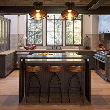 Farmhouse Flush Mount Ceiling Light - Easric Industrial Ceiling Light Fixture Rustic Black Metal Cage Close to Ceiling Lamp E26 Base for Hallway Foyer Kitchen Porch