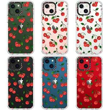 MOSNOVO Case for iPhone 13, [Buffertech 6.6ft Military-Grade Drop Protection] [Anti Peel Off Tech] Clear TPU Bumper Phone Case Cover Design - Cute Cherry