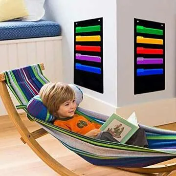 Headif Premium Door Hanging File Organizer,Cascading Wall File Storage Pocket Chart, 5 Pockets Folde...