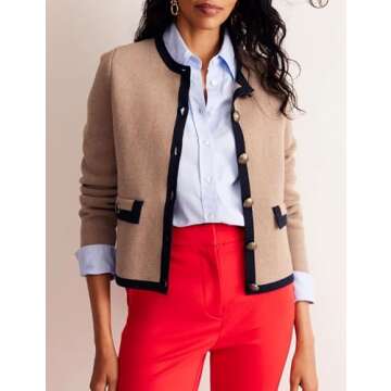 Xiaoxuemeng Womens Cardigan Sweaters Cropped Striped Button Down Knit Jackets Open Front Trendy Lady...