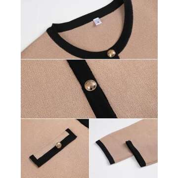 Xiaoxuemeng Womens Cardigan Sweaters Cropped Striped Button Down Knit Jackets Open Front Trendy Lady Fall Outfits(Camel-XS)