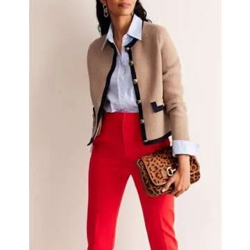 Xiaoxuemeng Womens Cardigan Sweaters Cropped Striped Button Down Knit Jackets Open Front Trendy Lady Fall Outfits(Camel-XS)