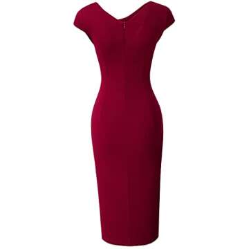 HOMEYEE Women Elegant Front SplitBusiness Formal Vintage Slim Dress B700 (Burgundy, 6)