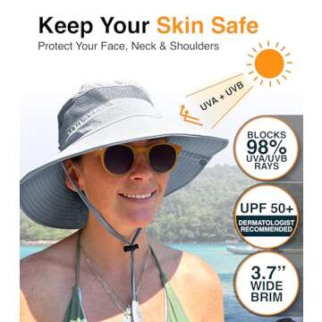GearTOP UPF 50+ Lightweight Beach Hat - Packable Sun Protection