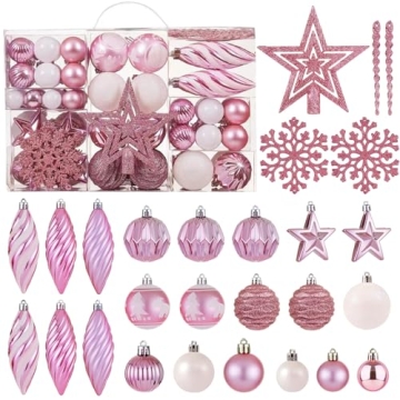 100ct Christmas Ball Ornaments Set - Assorted Shatterproof Hanging Tree Ornament Set with Reusable H...