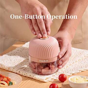DmofwHi Electric Garlic Chopper,Cordless Mini Chopper With USB Rechargeable,304 Stainless Steel Blade,250ml Portable Electric Mini Food Chopper for Garlic,Ginger,Onion,Meat-Blue (Pink)