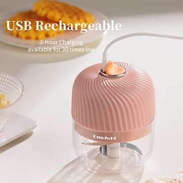 DmofwHi Electric Garlic Chopper,Cordless Mini Chopper With USB Rechargeable,304 Stainless Steel Blade,250ml Portable Electric Mini Food Chopper for Garlic,Ginger,Onion,Meat-Blue (Pink)