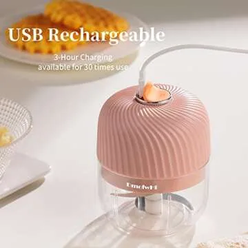 DmofwHi Electric Garlic Chopper,Cordless Mini Chopper With USB Rechargeable,304 Stainless Steel Blade,250ml Portable Electric Mini Food Chopper for Garlic,Ginger,Onion,Meat-Blue (Pink)