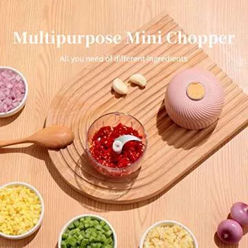 DmofwHi Electric Garlic Chopper,Cordless Mini Chopper With USB Rechargeable,304 Stainless Steel Blade,250ml Portable Electric Mini Food Chopper for Garlic,Ginger,Onion,Meat-Blue (Pink)