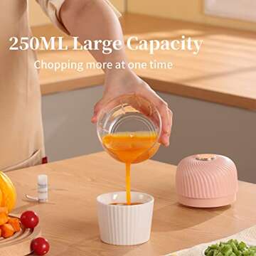 DmofwHi Electric Garlic Chopper,Cordless Mini Chopper With USB Rechargeable,304 Stainless Steel Blade,250ml Portable Electric Mini Food Chopper for Garlic,Ginger,Onion,Meat-Blue (Pink)