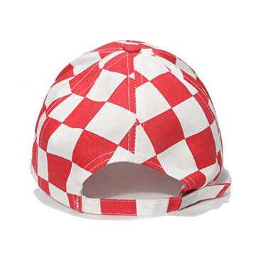 HAOOIE Unisex Checkered Print Baseball Cap for Outdoor Fun