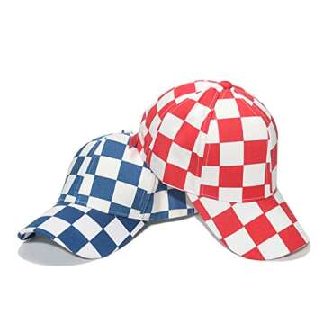 HAOOIE Unisex Checkered Print Baseball Cap for Outdoor Fun