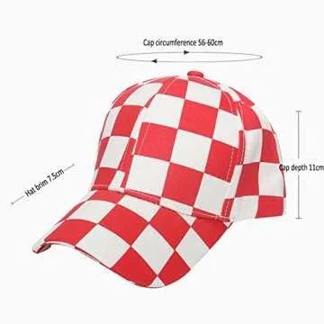 HAOOIE Unisex Checkered Print Baseball Cap for Outdoor Fun