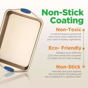 NutriChef 6-Piece Nonstick Bakeware Set - Premium Carbon Steel Baking Trays w/Heat-Safe Silicone Handles - Includes Loaf Pan, Muffin/Cupcake Pan, Round & Square Roaster Pans, Cookie Sheet - NCSBSG36