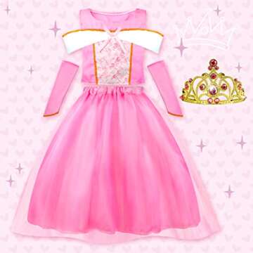 Meland Princess Dress Up - Princess Dresses for Girls with Princess Toys, Dress Up Clothes for Littl...