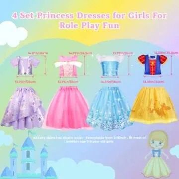Meland Princess Dress Up - Princess Dresses for Girls with Princess Toys, Dress Up Clothes for Little Girls Pretend Play