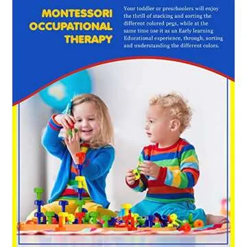 Gleeporte Stacking Peg Board Set Toy (Peg Stacking Set, Basic Pack)