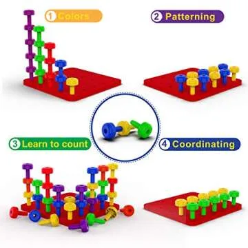 Gleeporte Stacking Peg Board Set Toy (Peg Stacking Set, Basic Pack)