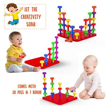 Gleeporte Stacking Peg Board Set Toy (Peg Stacking Set, Basic Pack)