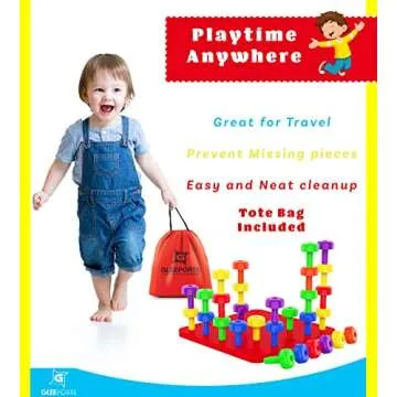 Gleeporte Stacking Peg Board Set Toy (Peg Stacking Set, Basic Pack)