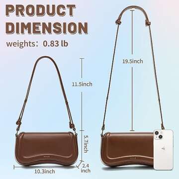 Keyli Shoulder Bag for Women mini Crossbody Purses Retro Classic Handbag Waterproof Vegan Leather Clutch Tote Hobo Purse Designer Bags with Adjustable Strap Brown