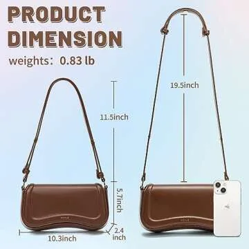 Keyli Shoulder Bag for Women mini Crossbody Purses Retro Classic Handbag Waterproof Vegan Leather Clutch Tote Hobo Purse Designer Bags with Adjustable Strap Brown