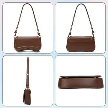 Keyli Shoulder Bag for Women mini Crossbody Purses Retro Classic Handbag Waterproof Vegan Leather Clutch Tote Hobo Purse Designer Bags with Adjustable Strap Brown