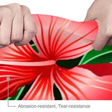 Tropical Orange and Red Hibiscus Flowers Yoga Mat Thick Non Slip Yoga Mats for Women&Girls Exercise Mat Soft Pilates Mats,(72x24 in, 1/4-Inch Thick)