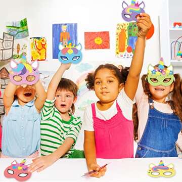 chiazllta 24 Pcs Color Your Own Unicorn Mask DIY Rainbow Unicorn Paper Mask Craft Kits for Kids Unicorn Party Favors Decorations Class Home Activity Coloring Game for Girls Toddlers