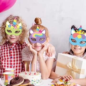 chiazllta 24 Pcs Color Your Own Unicorn Mask DIY Rainbow Unicorn Paper Mask Craft Kits for Kids Unicorn Party Favors Decorations Class Home Activity Coloring Game for Girls Toddlers