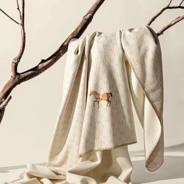 Croker Horse Luxury Yellow Cashmere Throw Blanket