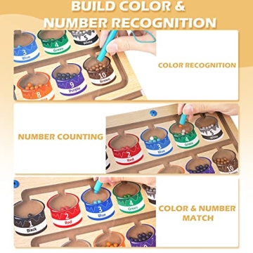 Magnetic Color and Number Maze - Educational Wooden Puzzle Game