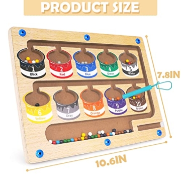 Magnetic Color and Number Maze - Educational Wooden Puzzle Game