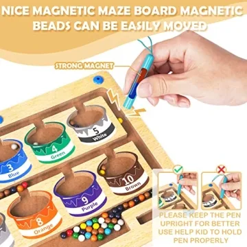 Magnetic Color and Number Maze - Educational Wooden Puzzle Game